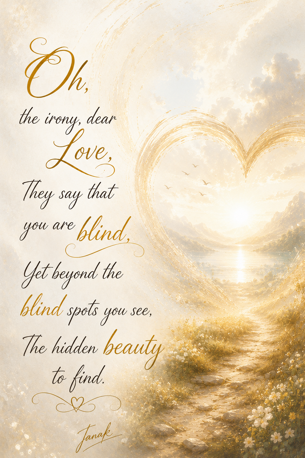 Oh, the Irony, Dear Love — luminous edition
